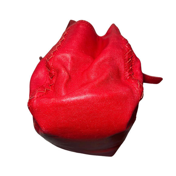 Bottega Veneta Shopper Tote Bag Red Leather Intrecciato Trim w/Adjustable Straps - Picture 12 of 12